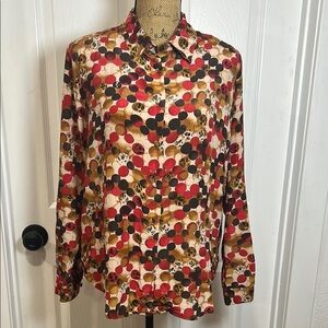 Allison Taylor Red and Brown Patterned Button Down Shirt